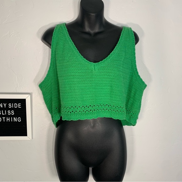 Scoop Green Cropped Knit Top Size 3XL - Picture 2 of 8
